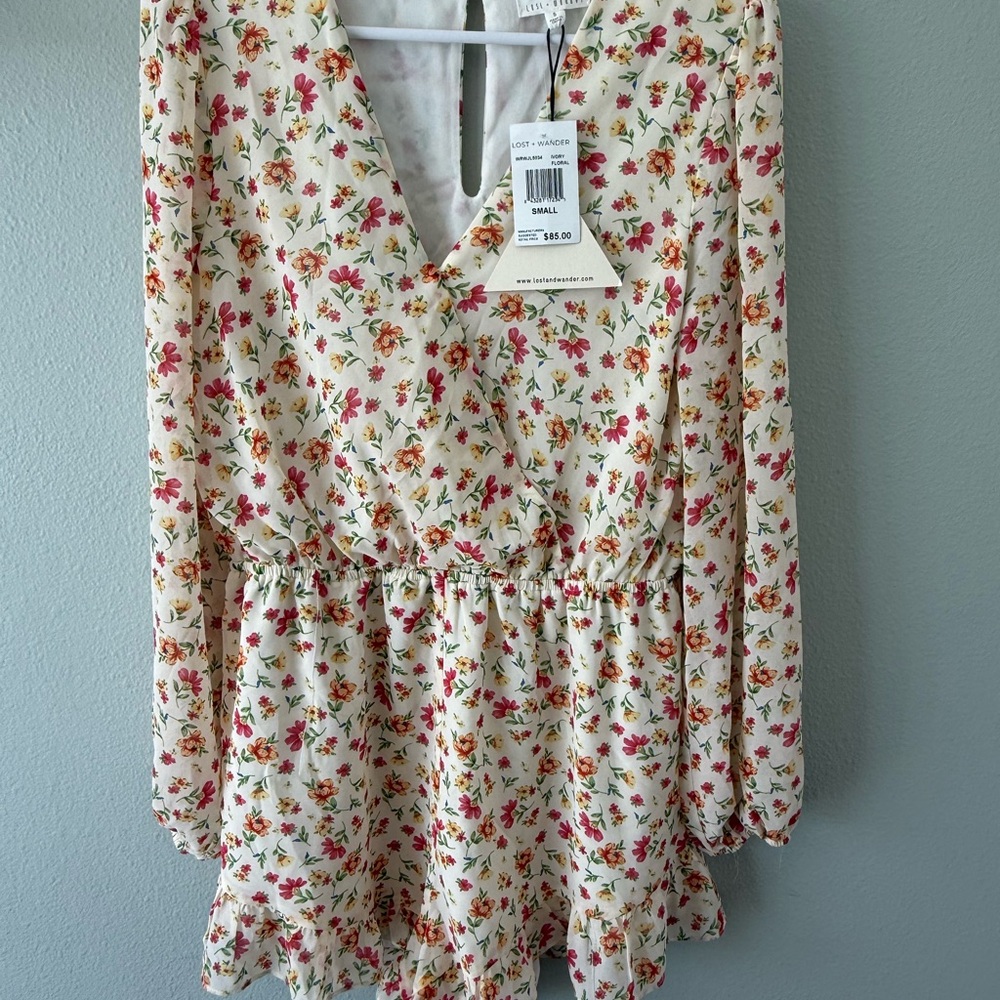 Lost + Wander Cream Floral Long-Sleeve Girls' Dress